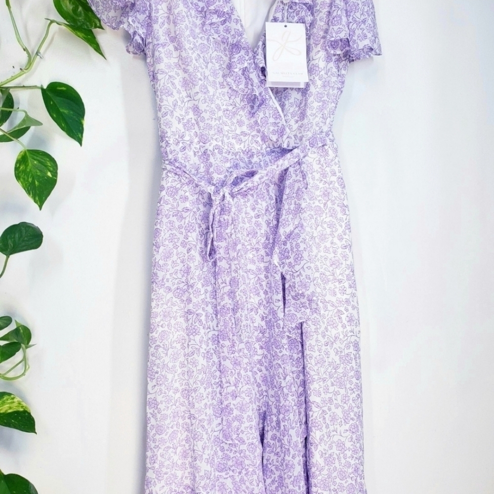 Gal Meets Glam Sophie Elegant Lavender Floral Maxi Dress Size 6 - Picture 12 of 14